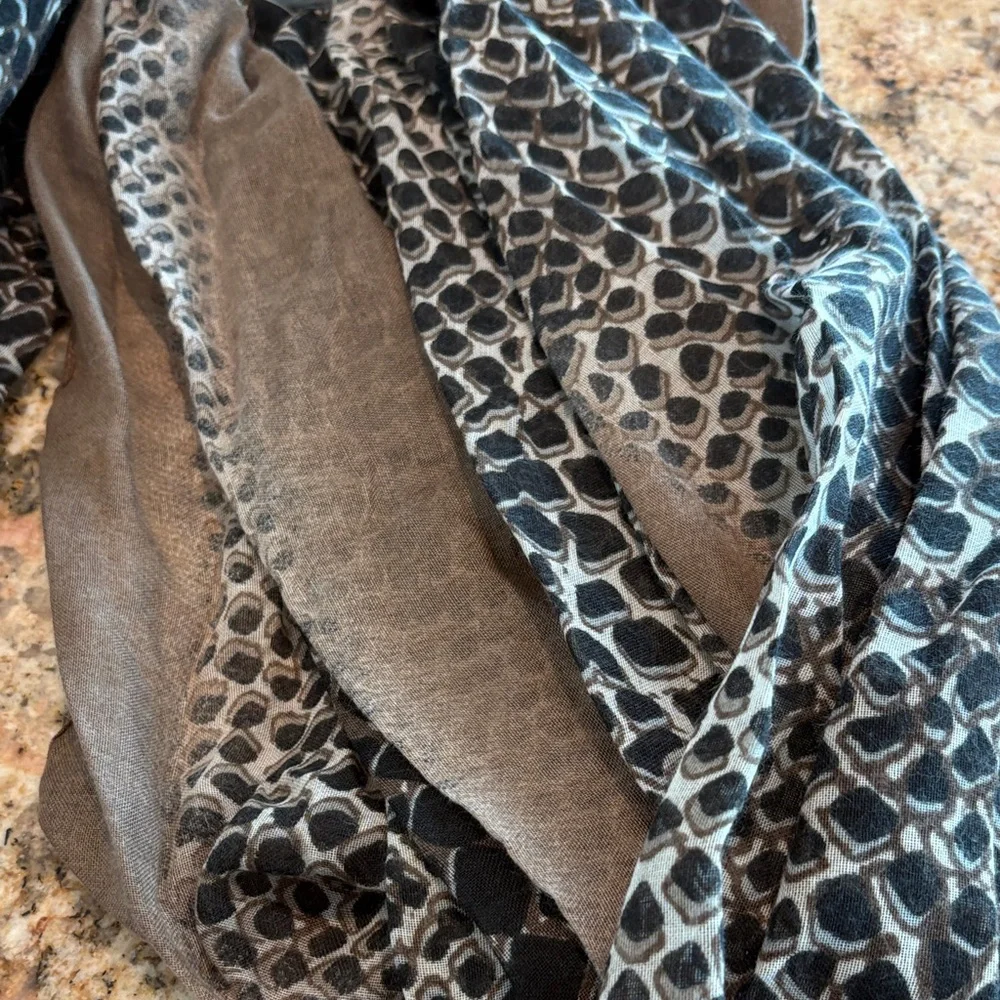 Amanda Blu Elegant Brown and Black Patterned Scarf from Recycled Materials